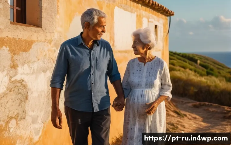 환경이주민을 위한 재난 대응 전략 - **A Resilient Portuguese Family Facing Climate Change:**
A poignant outdoor scene depicting a mu...