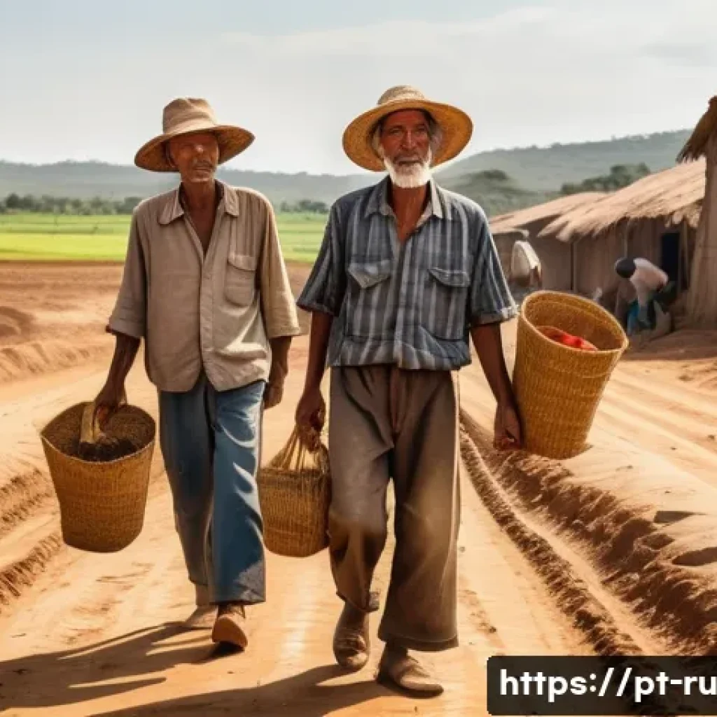 환경이주민 사례 연구 - A detailed, realistic scene of a rural Brazilian farming community in the Northeast facing severe dr...