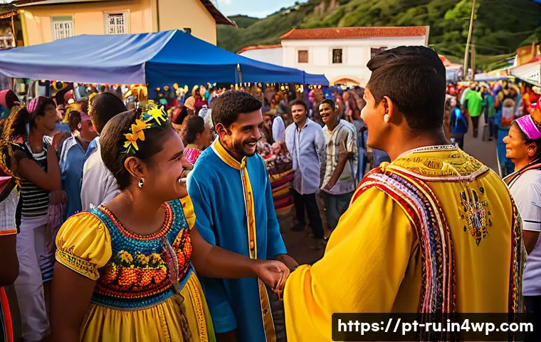 환경이주민의 지역사회 통합 사례 - A vibrant community festival in a small Brazilian town in Minas Gerais, showcasing diverse cultural ...